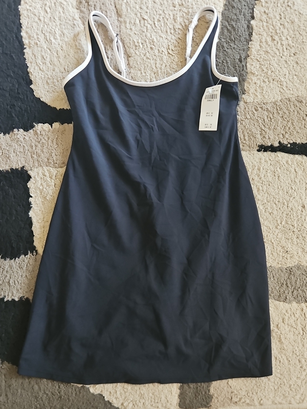 Abercrombie & Fitch Navy Chemise with White Trim and Adjustable Straps